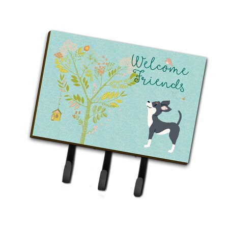 Carolines Treasures Welcome Friends Black White Chihuahua Leash or Key Holder, 6 x 2 x 9 in. BB7627TH68